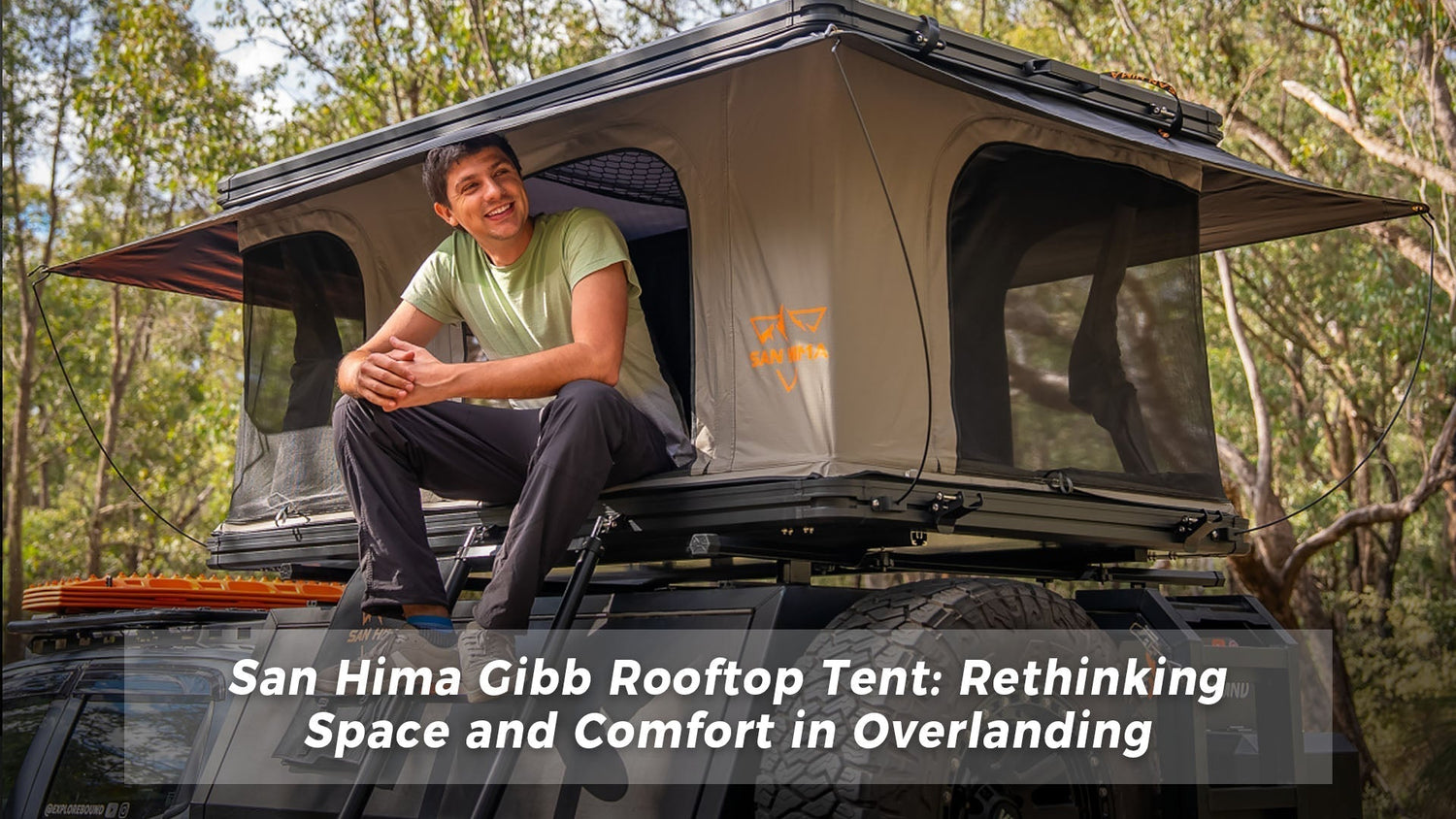 San Hima Gibb full lift rooftop tent mounted on vehicle for overlanding camping