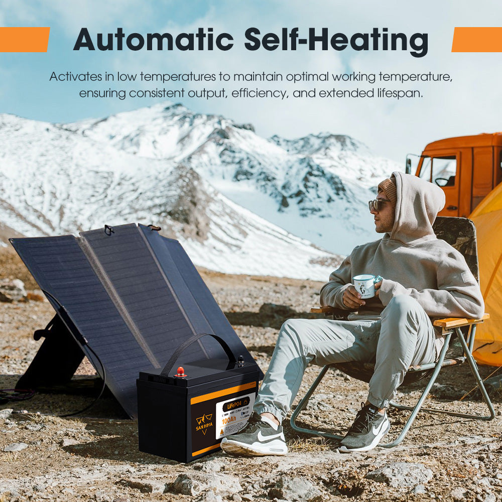 San Hima 12V 100Ah/200Ah Lithium Battery BMS LiFePO4 Self-heating w/