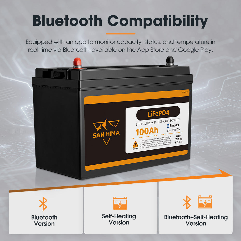 San Hima 12V 100Ah/200Ah Lithium Battery BMS LiFePO4 Self-heating w/