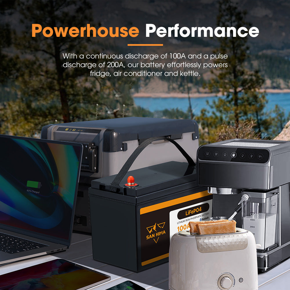 San Hima 12V 100Ah/200Ah Lithium Battery BMS LiFePO4 Self-heating w/