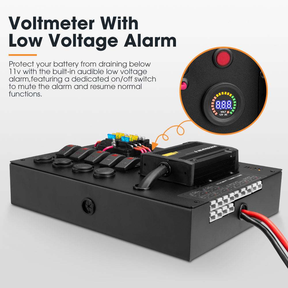 San Hima 12V Control Box 25A DCDC Charger with Fuse 4 USB port Boat Car 4WD