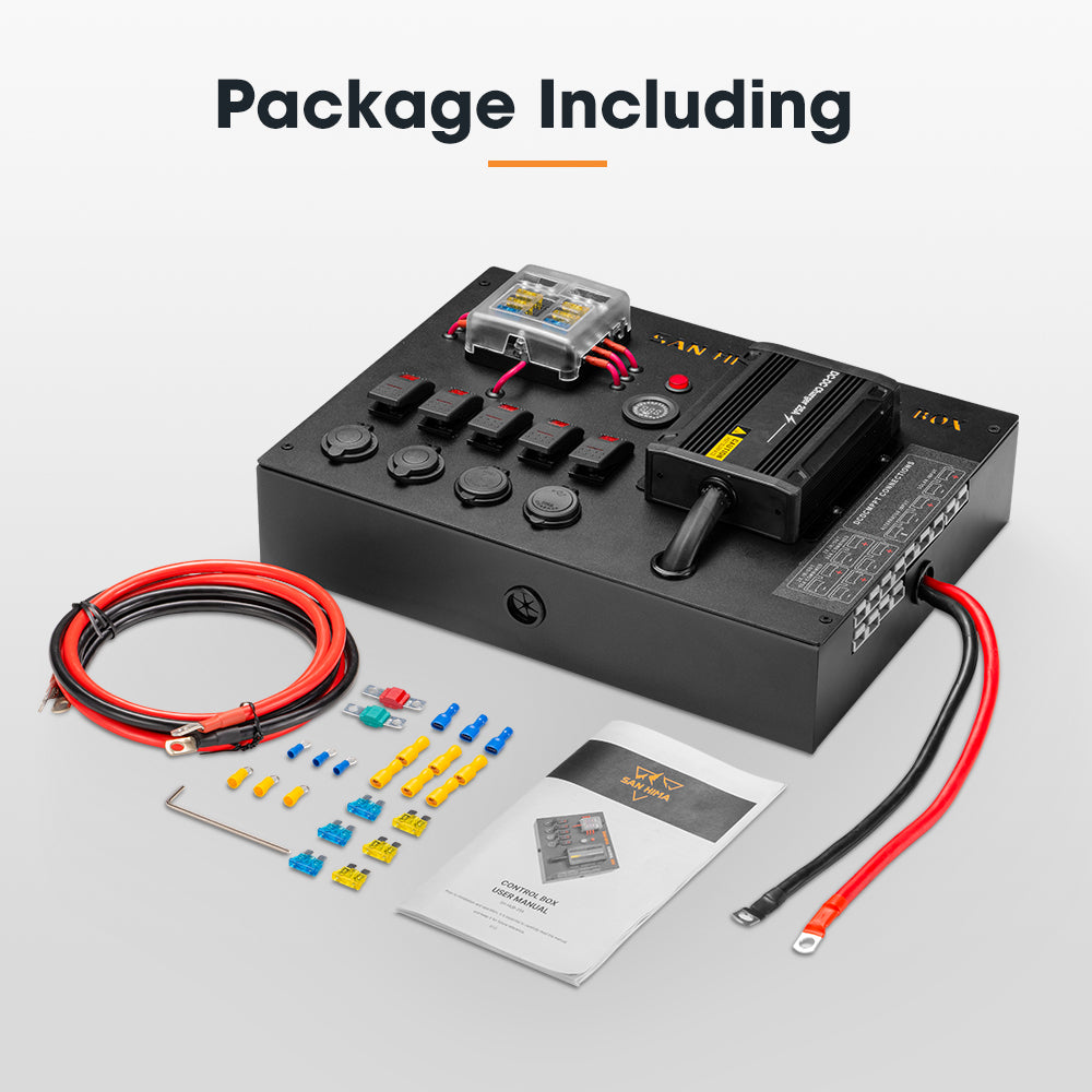 San Hima 12V Control Box 25A DCDC Charger with Fuse 4 USB port Boat Car 4WD