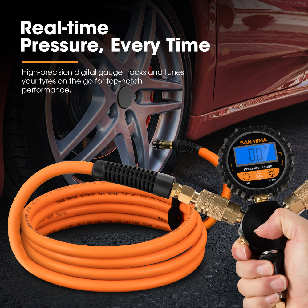 San Hima 2-Way Digital Tyre Inflator Car Air Compressor 250 PSI Tire Gauge Hose