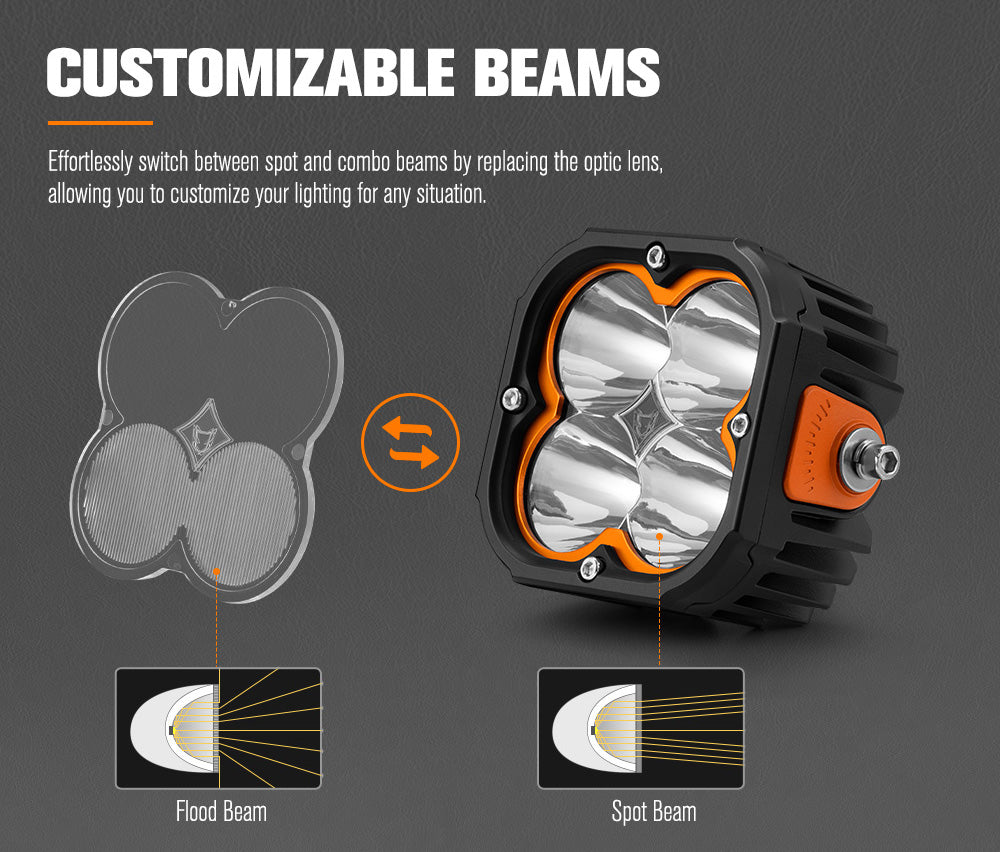 LIGHTFOX Cygnus Pair 5inch Osram LED Pod Lights 1Lux@396m 7,053Lumens