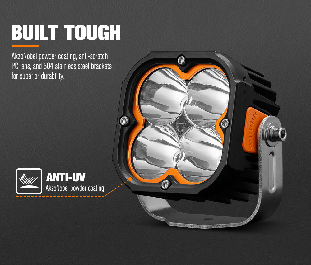 LIGHTFOX Cygnus Pair 5inch Osram LED Pod Lights 1Lux@396m 7,053Lumens