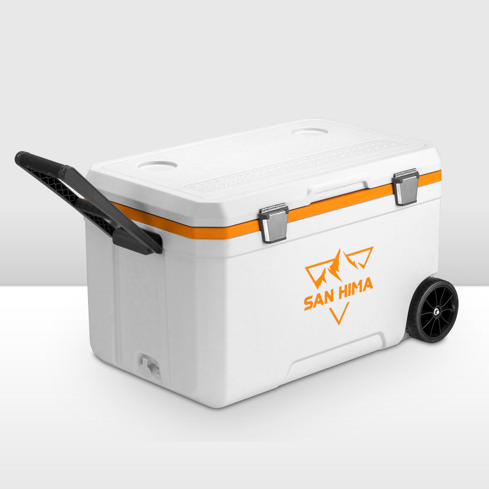 San Hima Cooler Ice Box 75L Portable Trolley Heat Retention For Campin