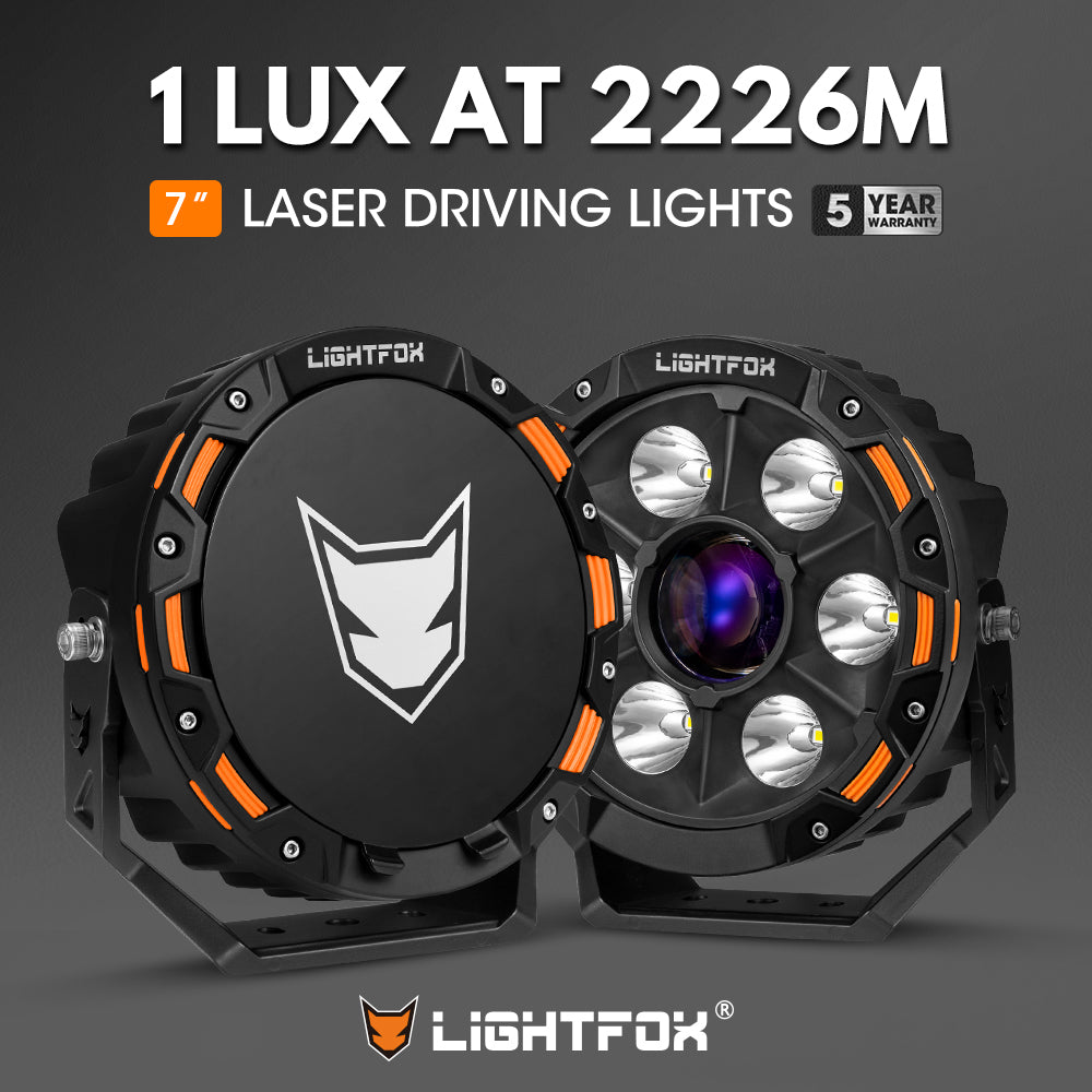 Pair 7inch Osram Laser LED Driving Lights 1Lux @ 2,226m 11,285Lumens