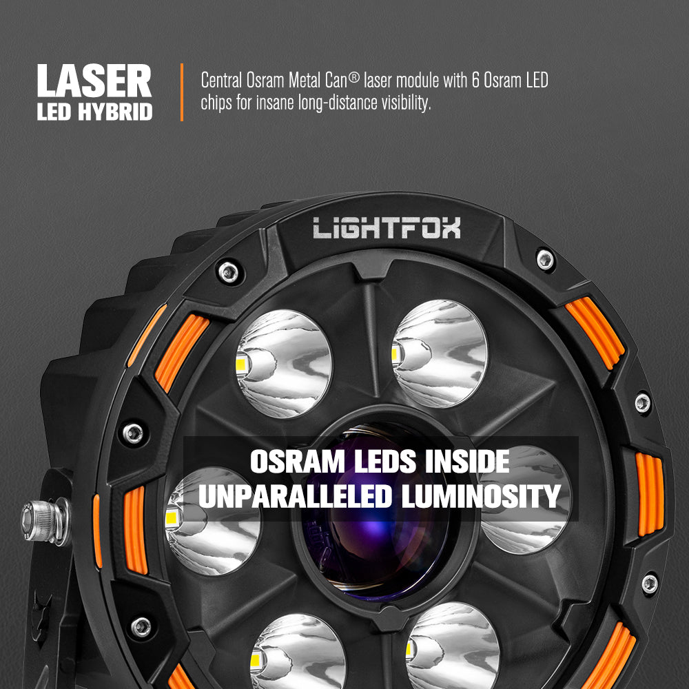 Pair 7inch Osram Laser LED Driving Lights 1Lux @ 2,226m 11,285Lumens