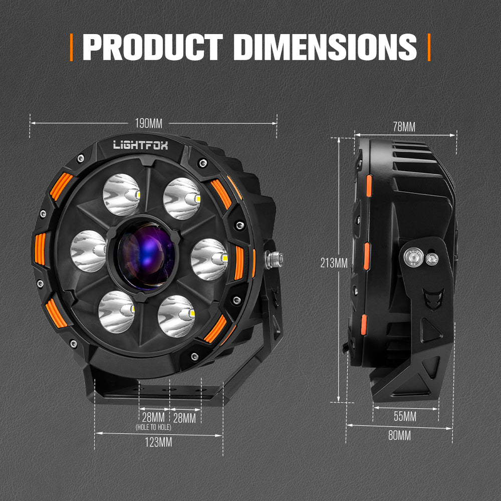 Pair 7inch Osram Laser LED Driving Lights 1Lux @ 2,226m 11,285Lumens