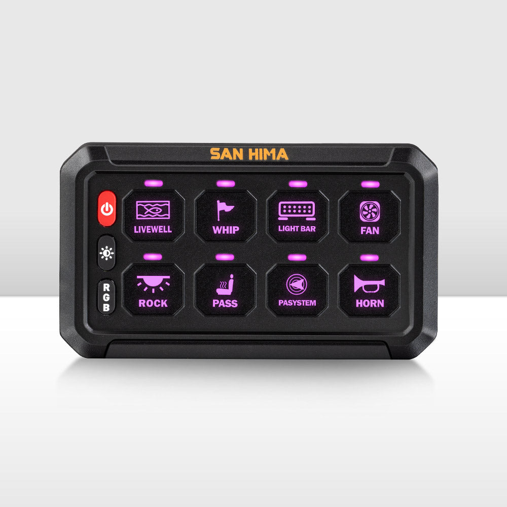 San Hima 8 Gang Bluetooth Switch Panel 12V/24V ON-OFF LED Control For Boat Car