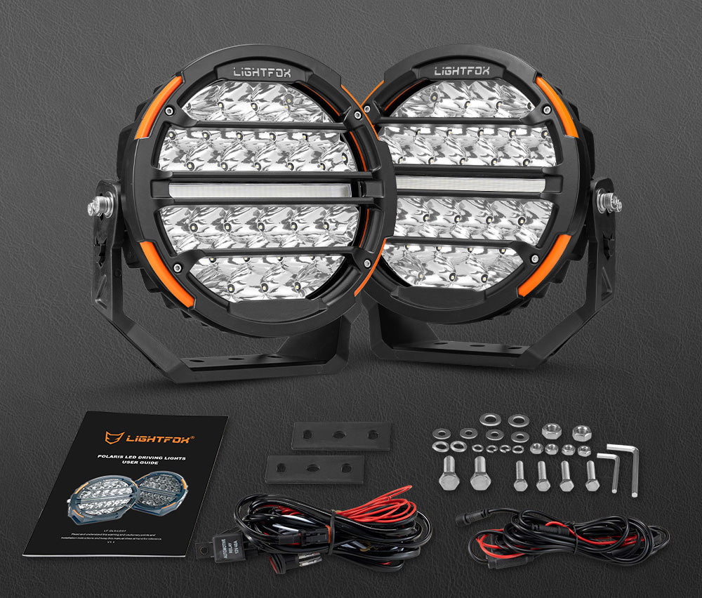 Lightfox Polaris Pair 9inch Osram LED Driving Lights 1Lux@1,527m IP68 20,178LM