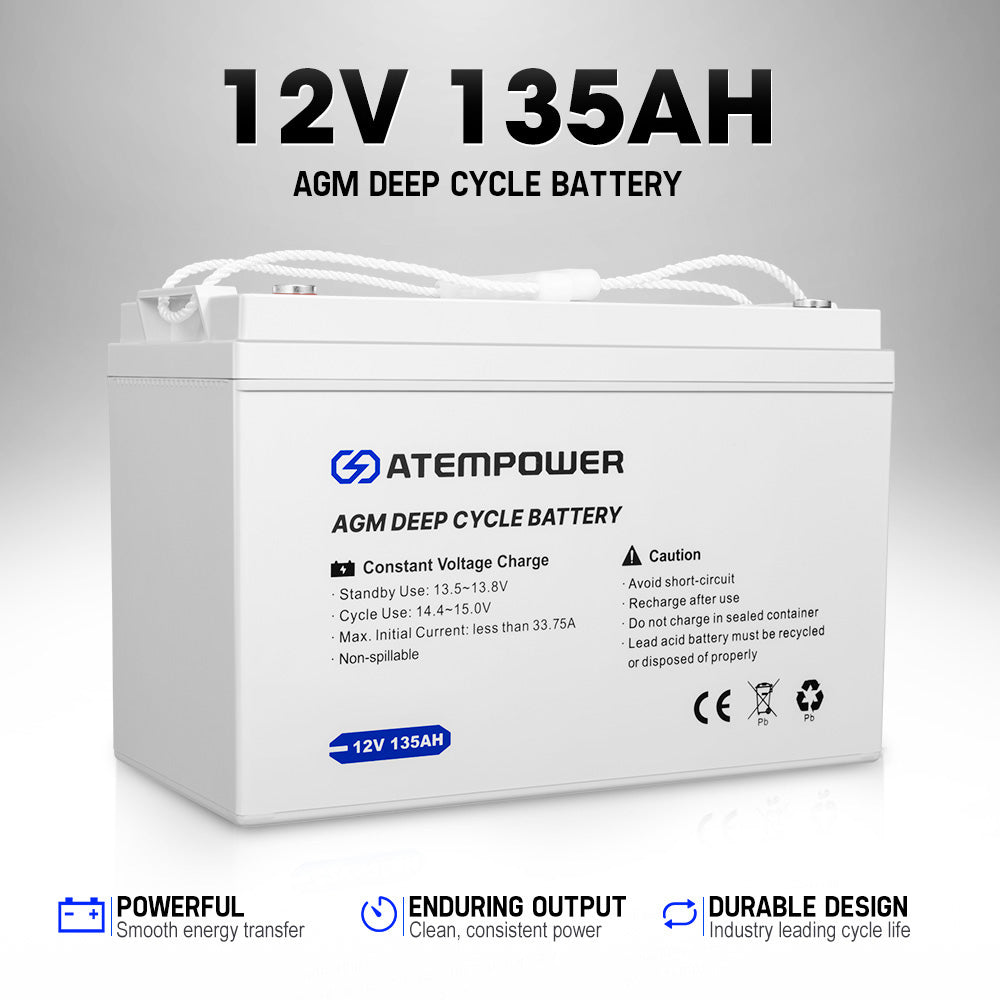 135AH 12V AGM Battery AMP Lead Acid SLA Deep Cycle Battery Dual Solar Power