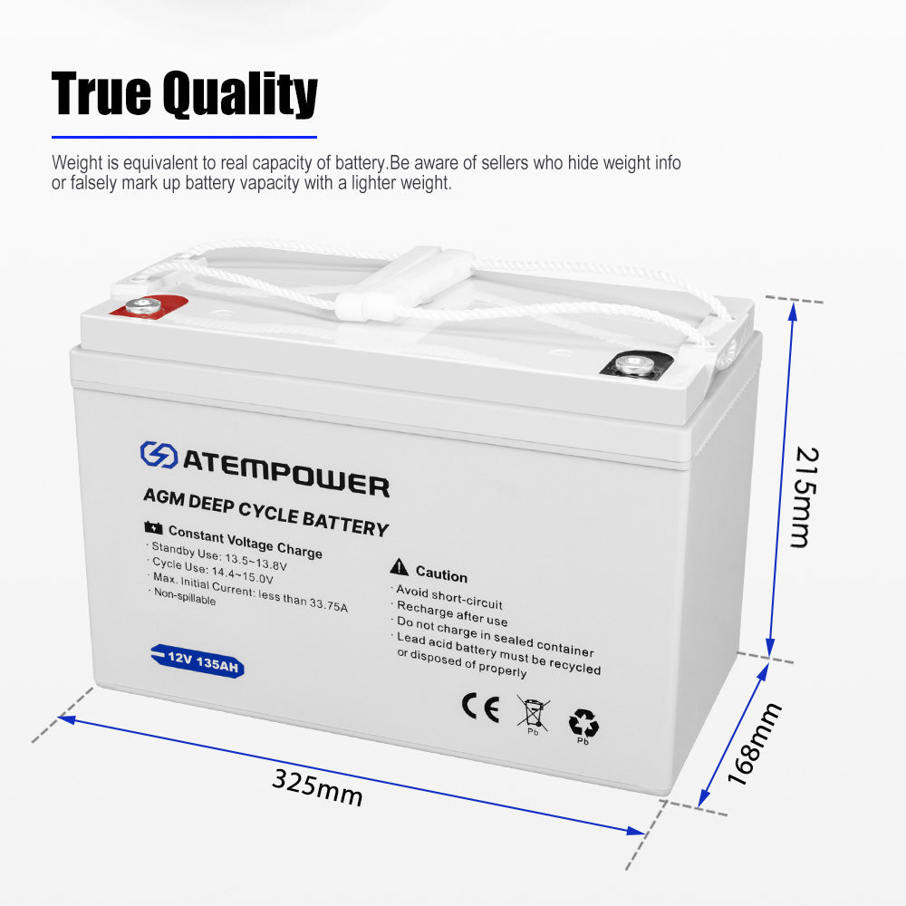 135AH 12V AGM Battery AMP Lead Acid SLA Deep Cycle Battery Dual Solar Power