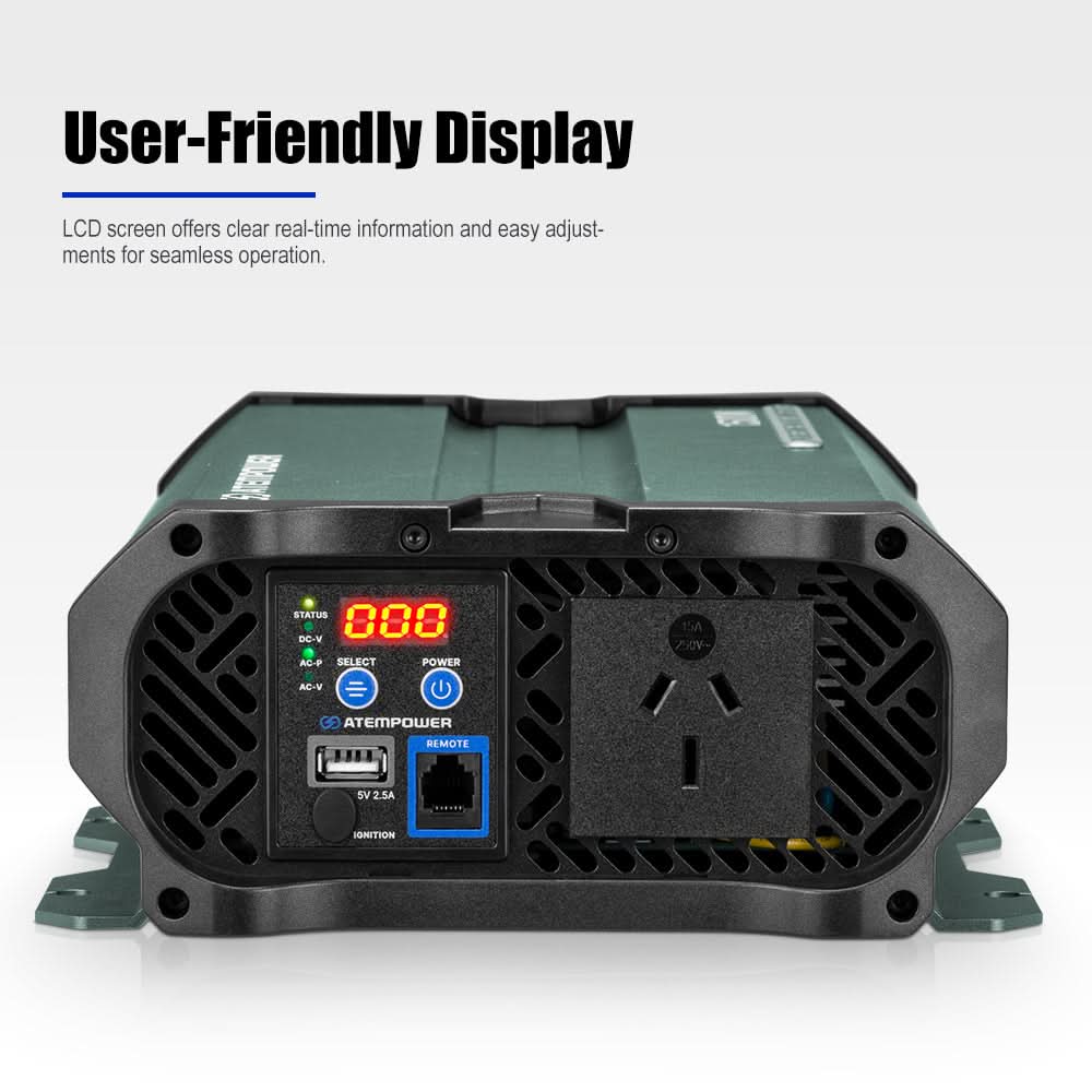 Atem Power Pure Sine Wave Inverter 1000W/1500W/2000W/2500W Remote 12V