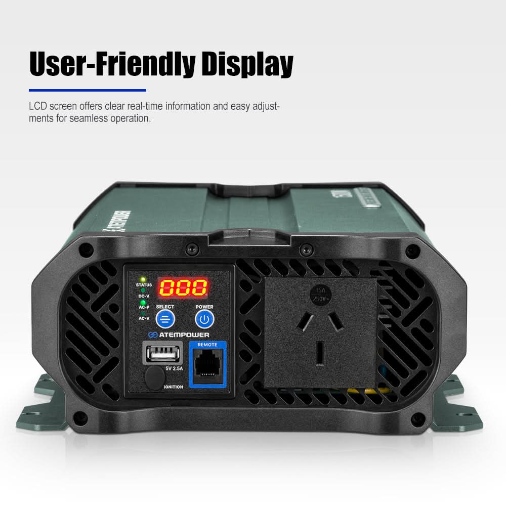 Atem Power Pure Sine Wave Inverter 1000W/1500W/2000W/2500W Remote 12V