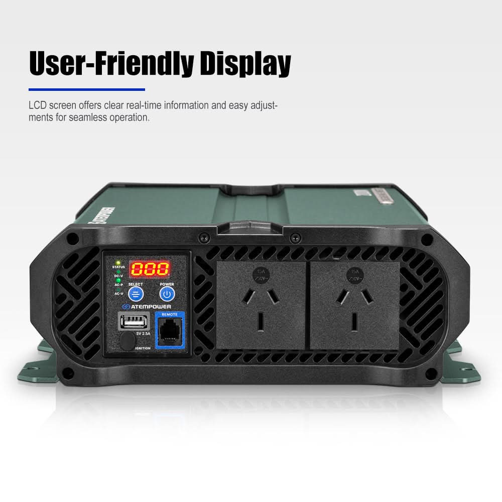 Atem Power Pure Sine Wave Inverter 1000W/1500W/2000W/2500W Remote 12V