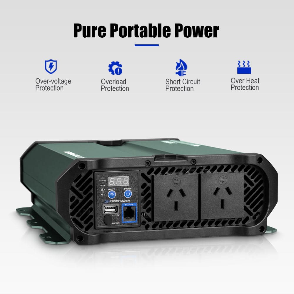 Atem Power Pure Sine Wave Inverter 1000W/1500W/2000W/2500W Remote 12V