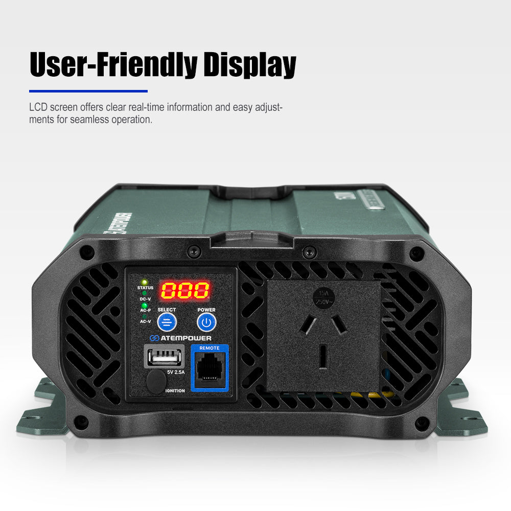 Atem Power Pure Sine Wave Inverter 1000W/1500W/2000W/2500W Remote 12V
