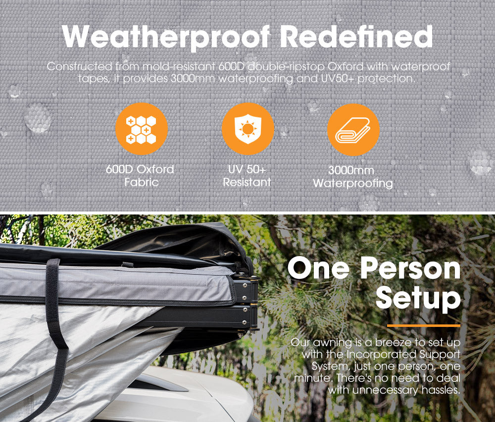 San Hima 270° Awning With Side Wall Car Privacy Screens + "L" Bracket