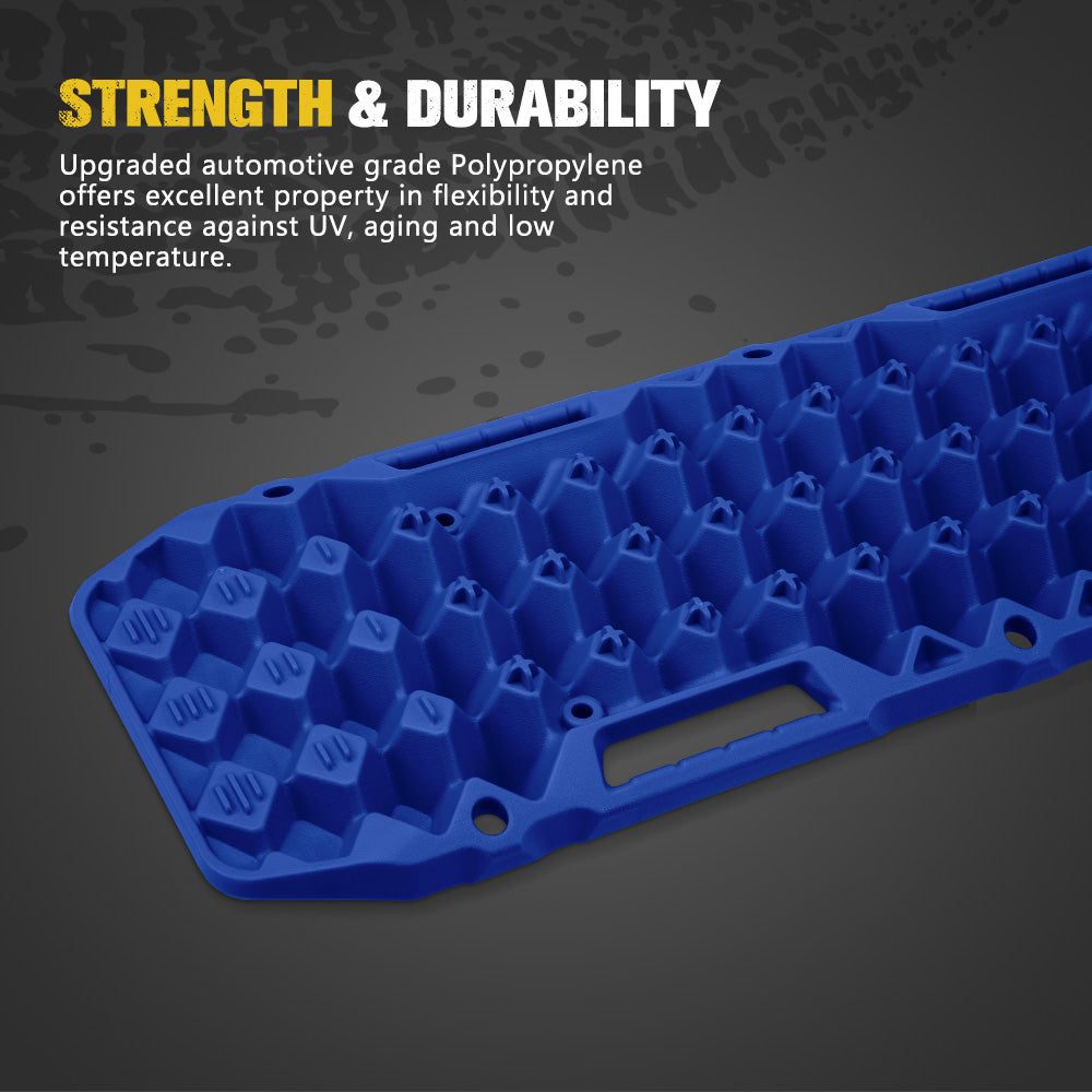 Bunker Indust 2PCS Recovery Tracks Board Blue 10T + Flat Mounting Bracket Kit