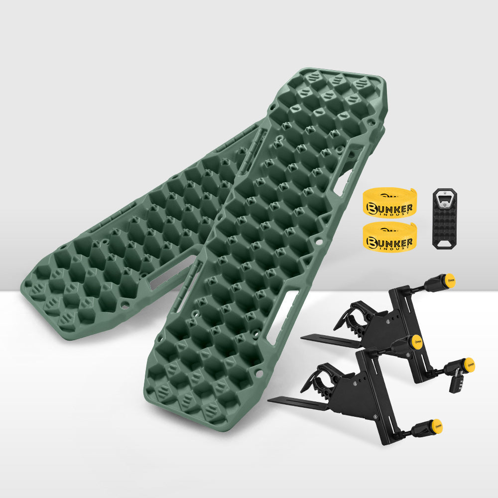 Bunker Indust 2PCS Recovery Tracks Board Green 10T + Side Mounting Bracket Kit