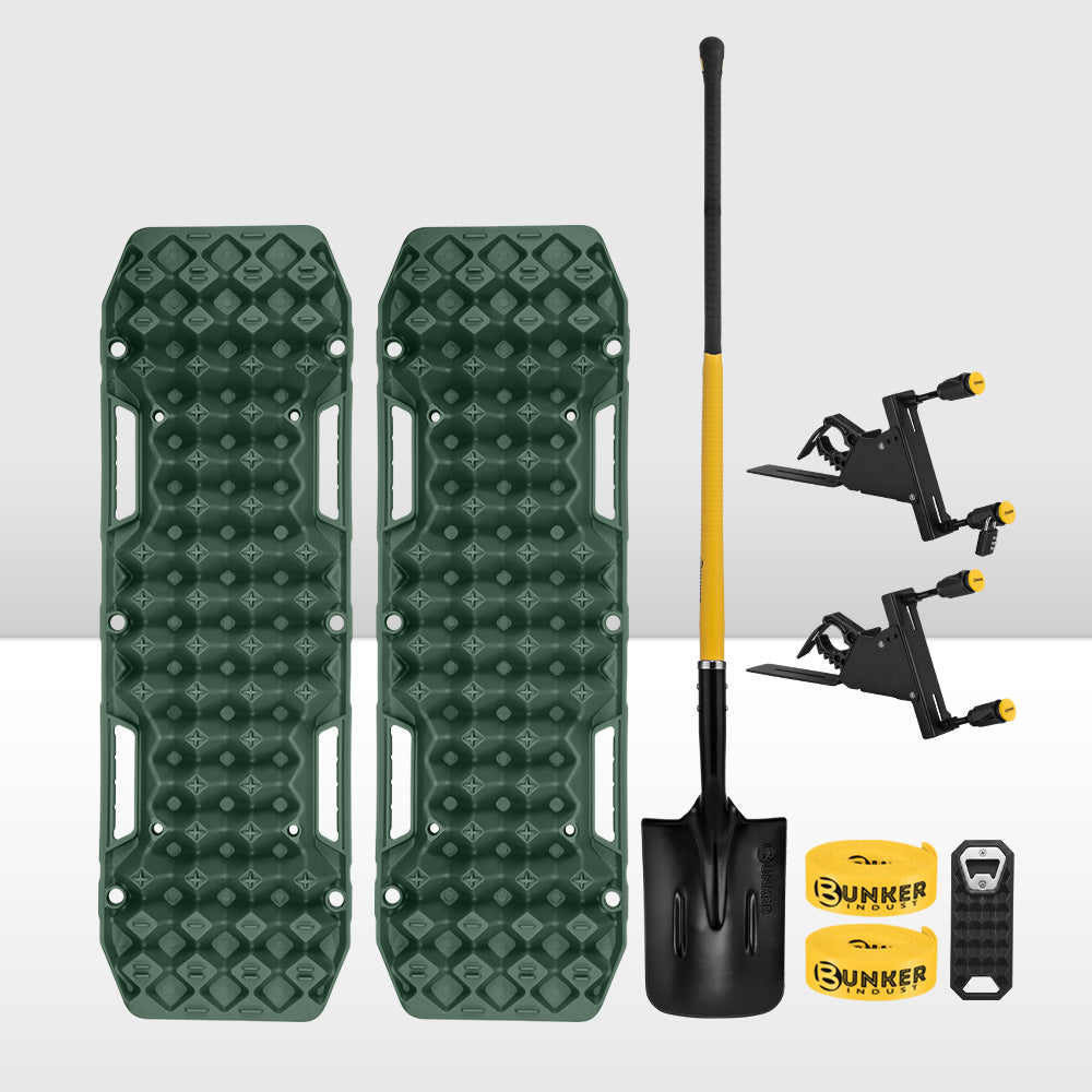 Bunker Indust Recovery Tracks Board Green + Square Shovel + Side Mounting Kit