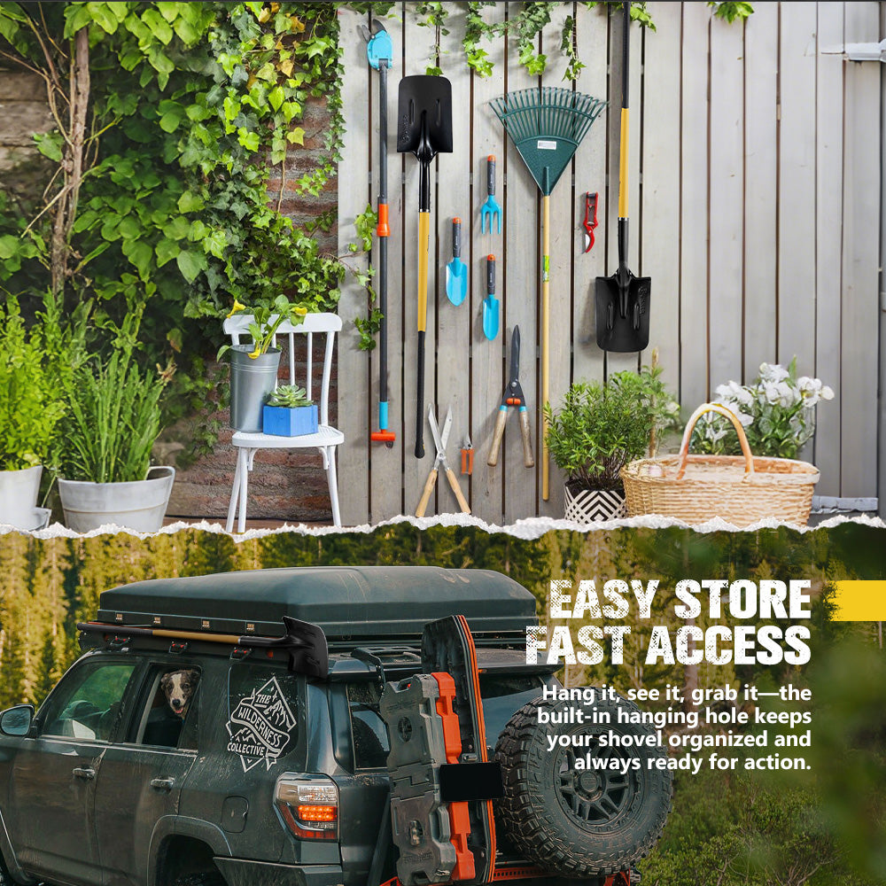 Bunker Indust 150CM Square Shovel Heavy Duty Fit Garden Digging Offroad Recovery