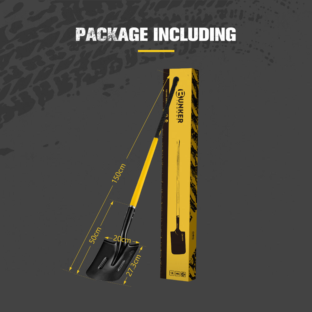Bunker Indust 150CM Square Shovel Heavy Duty Fit Garden Digging Offroad Recovery