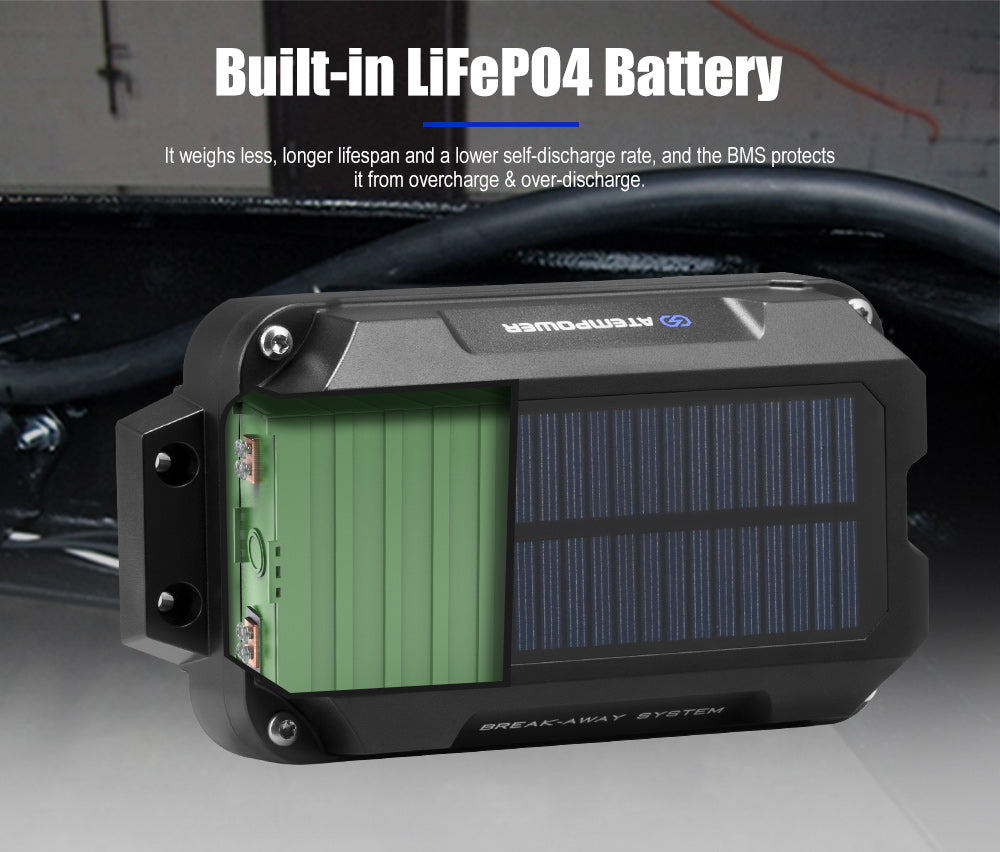 ATEM POWER Break Away System with Battery& Switch Solar Trailer Camper Electric