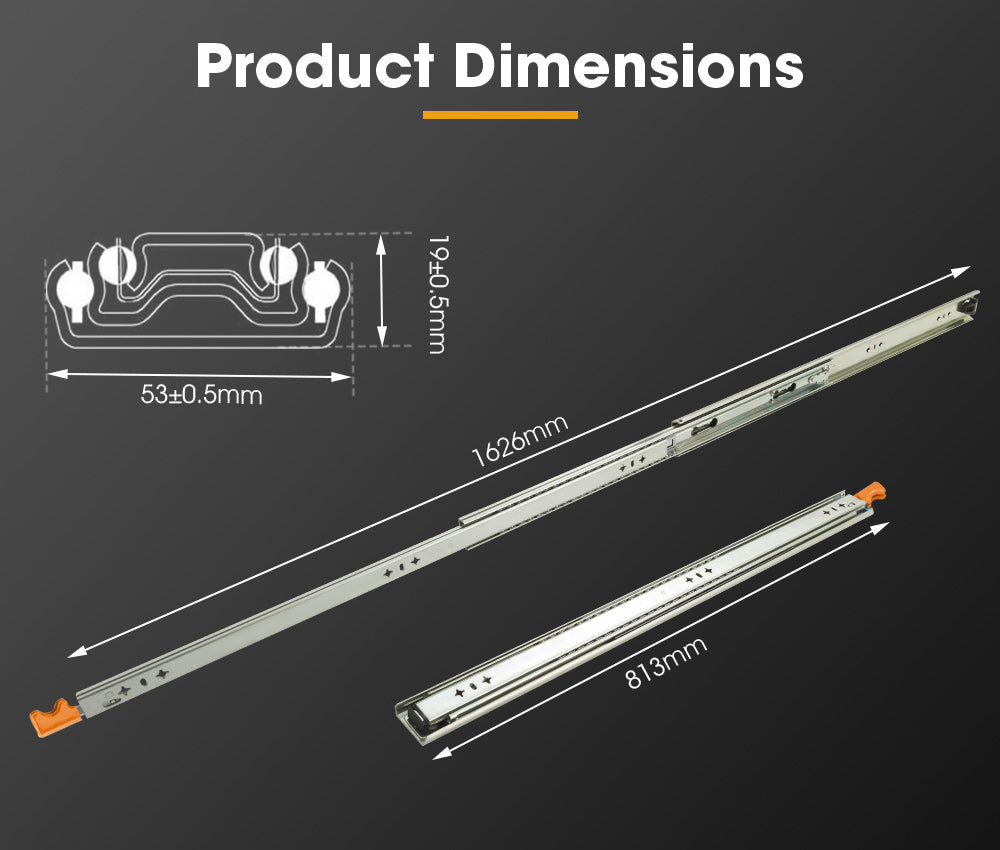 125KG Pair Locking Drawer Slides 813mm Runners Trailer Draw Full Extension 4x4