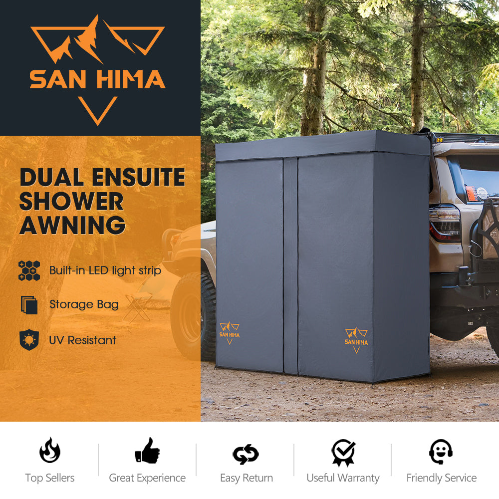 San Hima Dual Shower Awning Instant Fold-Out Ensuite Tent Camping Change Room