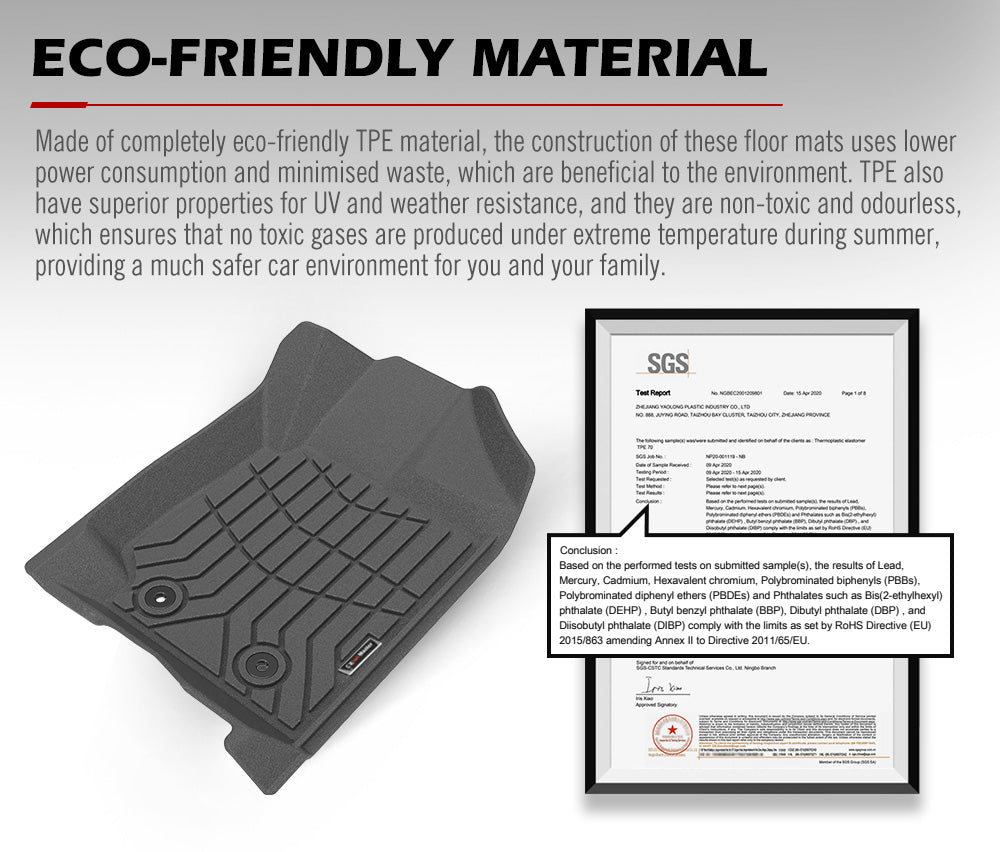 KIWI MASTER 3D TPE Car Floor Mat for Ford Ranger Wildtrak Raptor 2011-MY2022 PX PX2