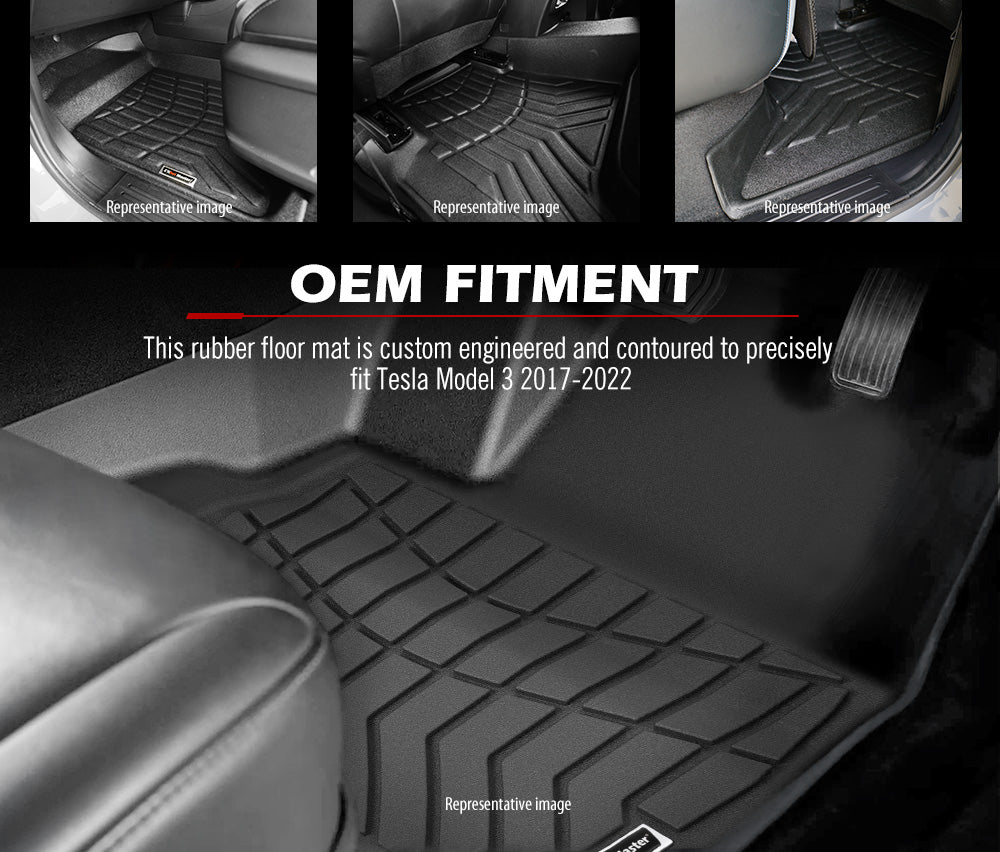 KIWI MASTER 3D TPE Car Floor Mats Fit Tesla Model 3 2017-2022