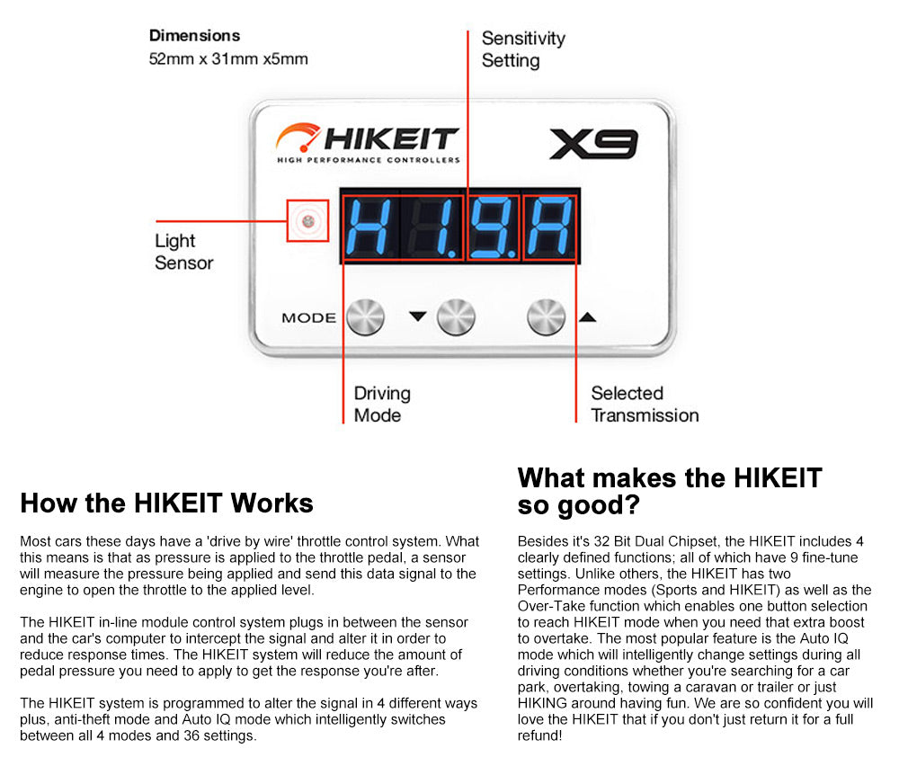HIKEIT-X9 Electronic Throttle Controller fit Mazda BT-50 2012-ON