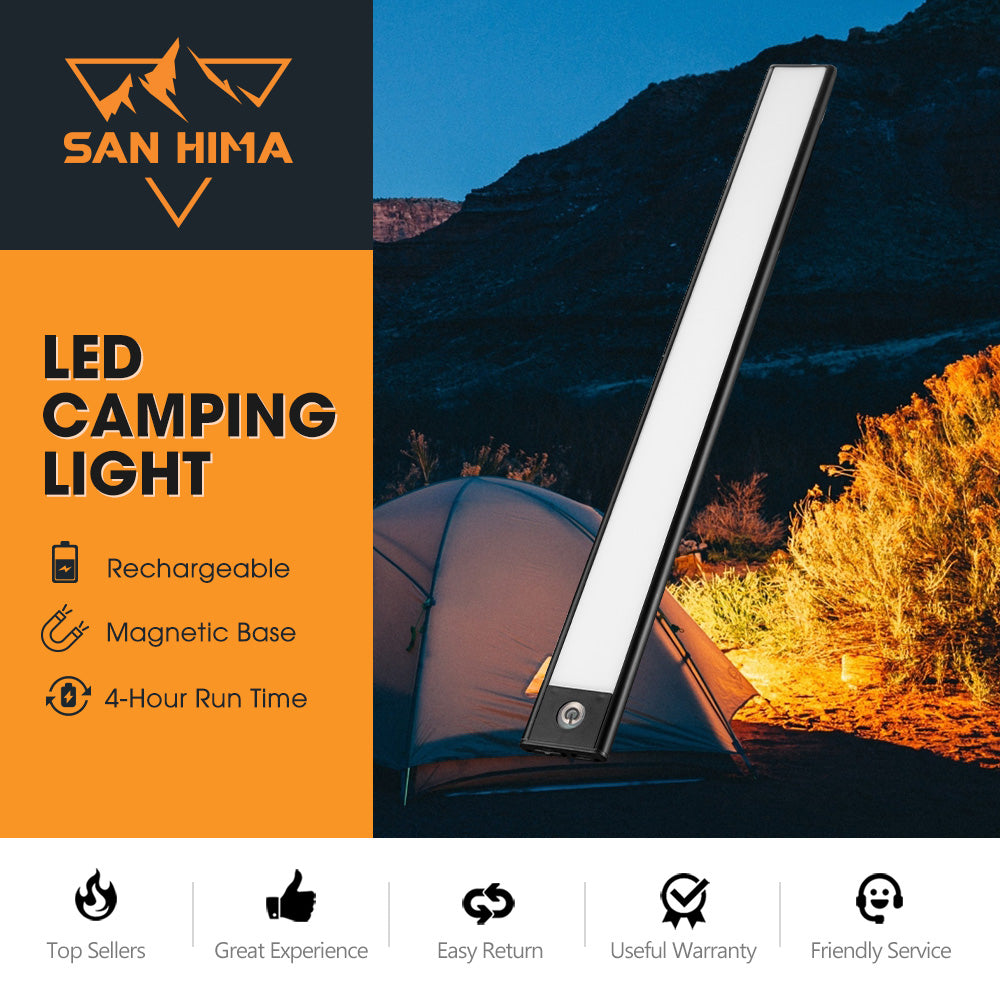 San Hima LED Camping Strip Light White Amber Lamp w/ Rechargeable Battery Black