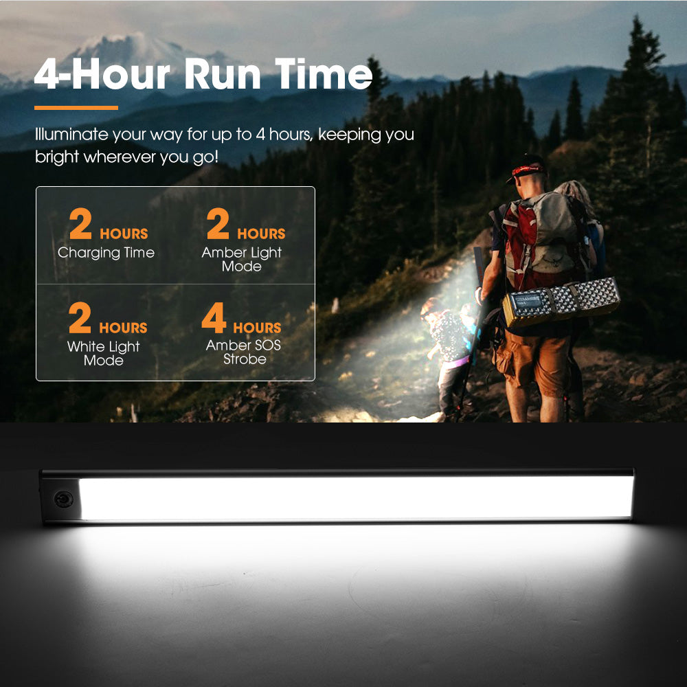San Hima LED Camping Strip Light White Amber Lamp w/ Rechargeable Battery Sliver