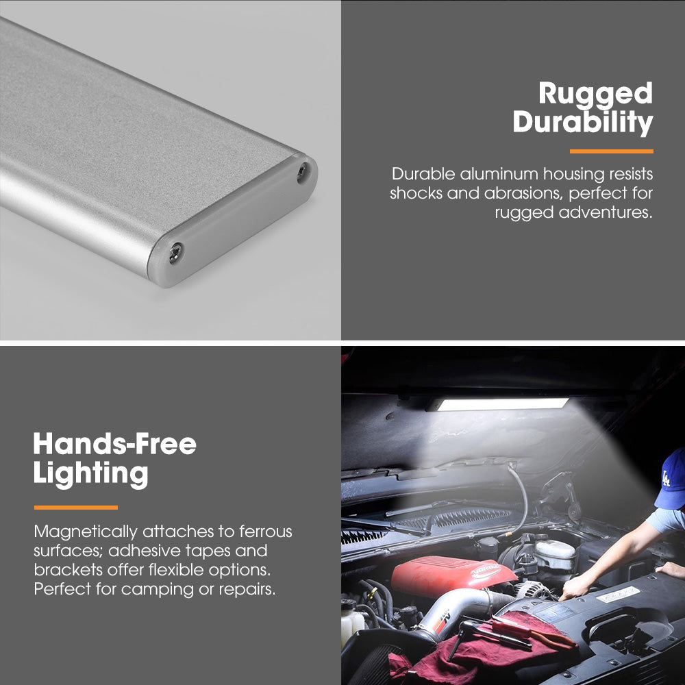 San Hima LED Camping Strip Light White Amber Lamp w/ Rechargeable Battery Sliver