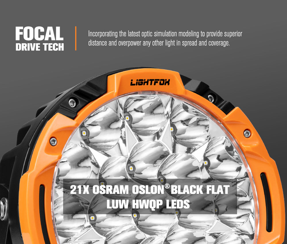 Lightfox Starrix 7inch Osram LED Driving Light 1Lux@1,287M IP68 15,366 lumen