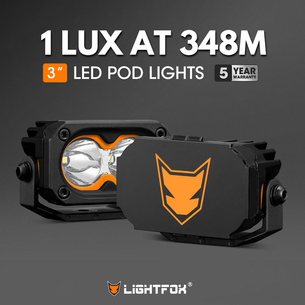LIGHTFOX Cygnus-2 Pair 3inch Osram LED Pod Lights 1Lux@348m IP68 4,052LM