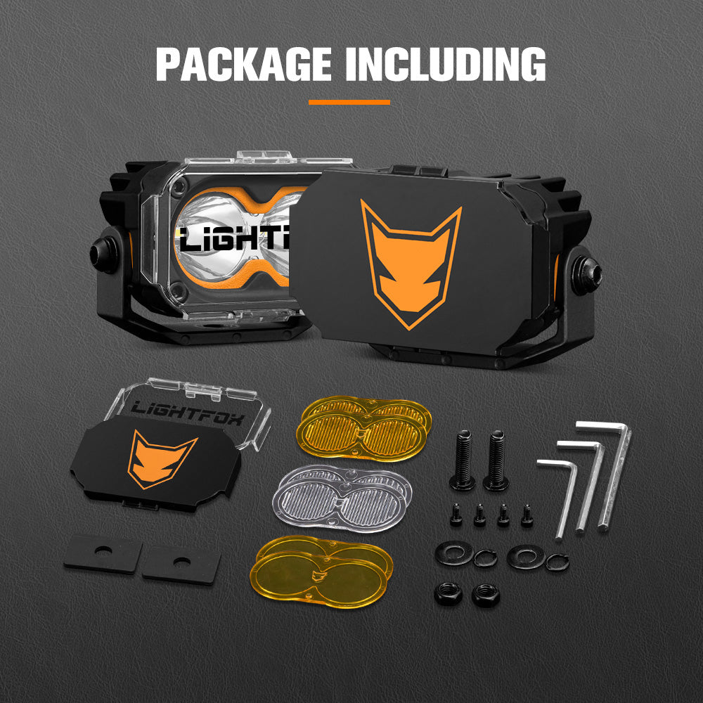 LIGHTFOX Cygnus-2 Pair 3inch Osram LED Pod Lights 1Lux@348m IP68 4,052LM