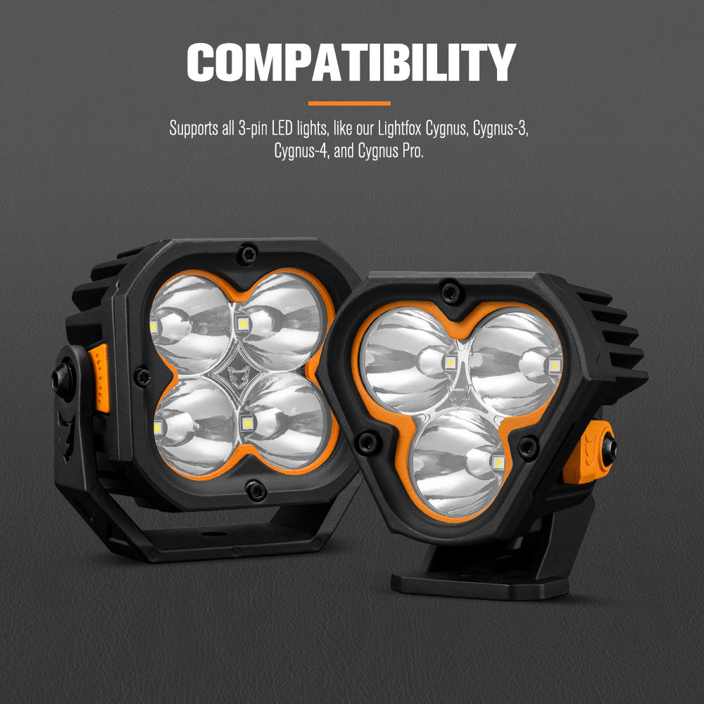 Lightfox 40A High Beam Wiring Harness With DT 3-Pin Connectors Fit LED Pod Light