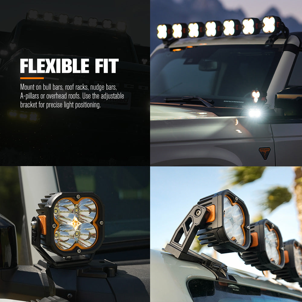 LIGHTFOX Pair 3inch Cygnus-4 Osram LED Pod Lights w/ 3 pin DT Connector 1Lux@380m 3,834LM
