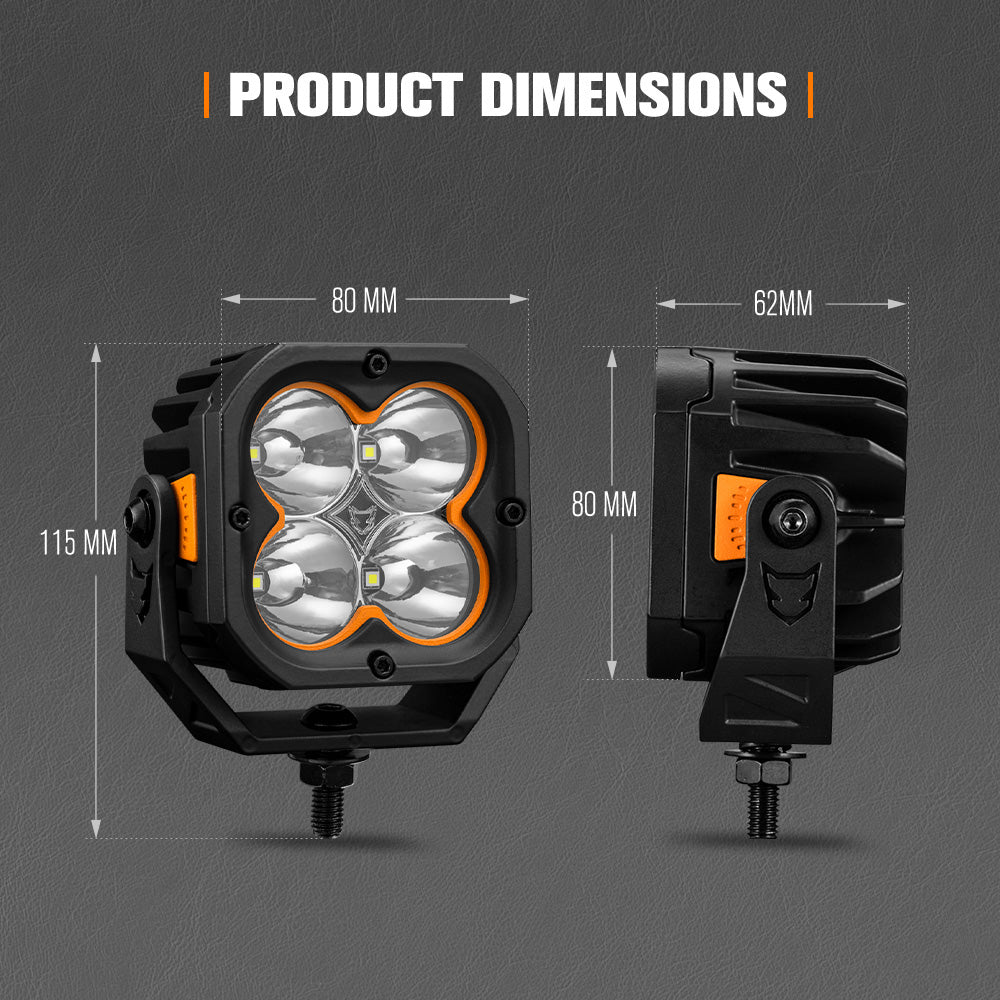 LIGHTFOX Cygnus-4 Pair 3inch Osram LED Pod Lights 1Lux@506m IP68 7,668LM