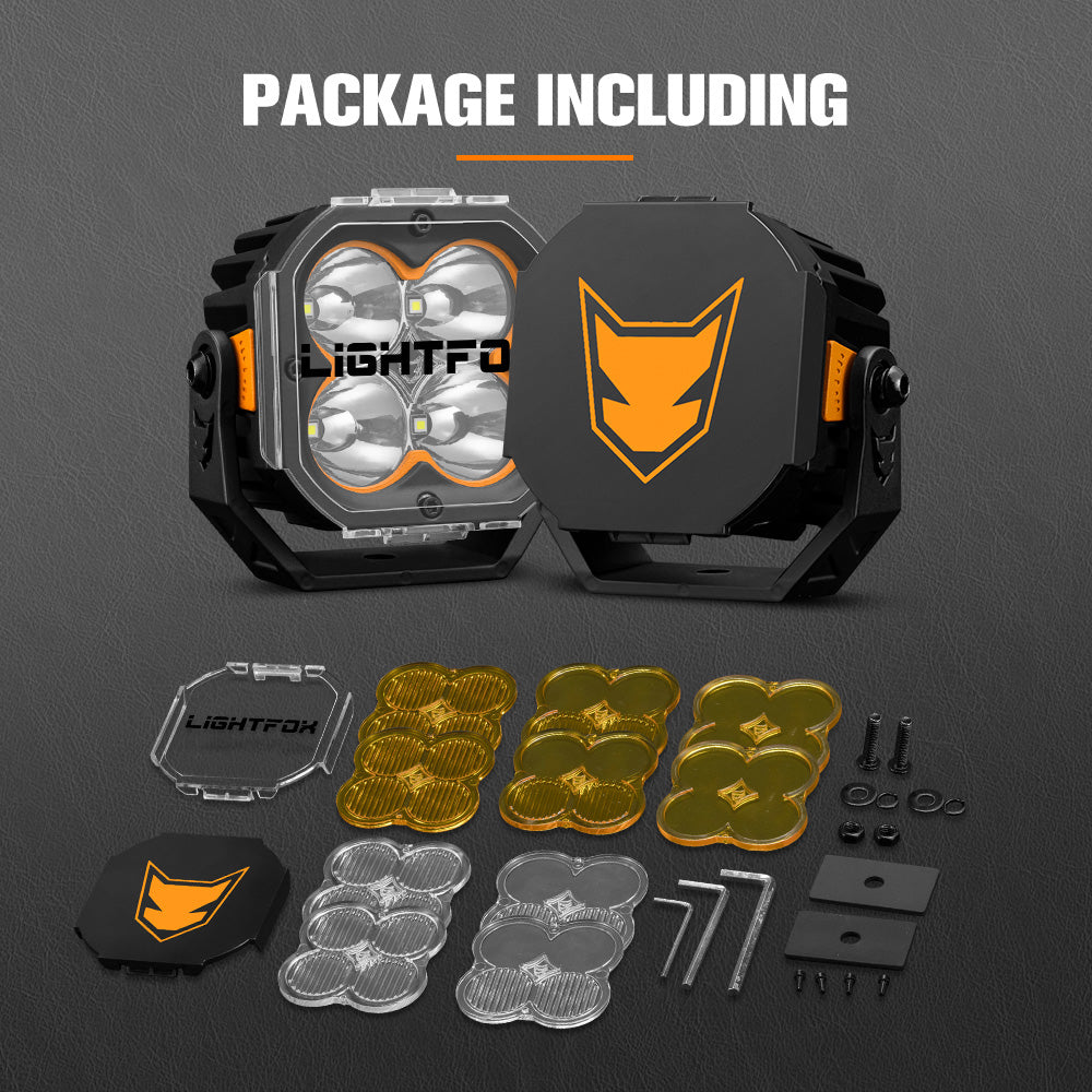 LIGHTFOX Cygnus-4 Pair 3inch Osram LED Pod Lights 1Lux@506m IP68 7,668LM