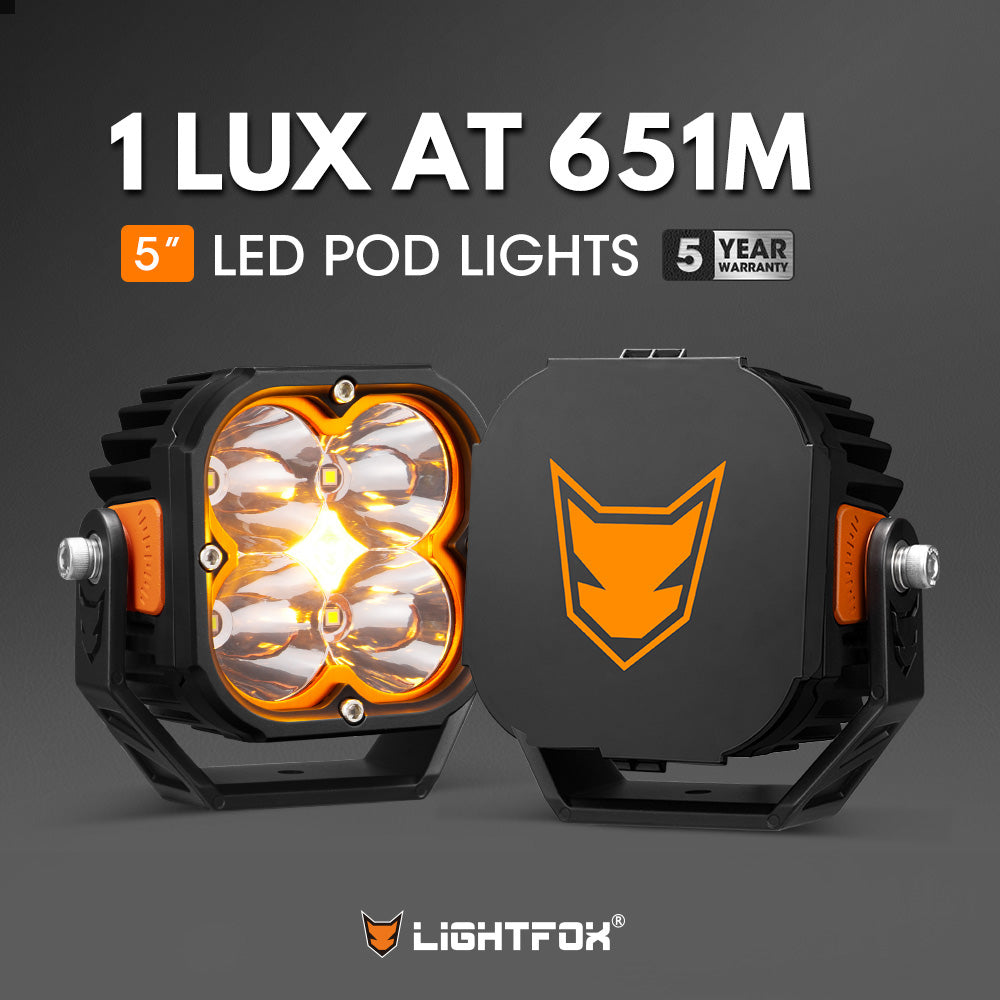 LIGHTFOX Cygnus Pair 5inch Osram LED Pod Lights 1Lux@651m IP68 14,106LM