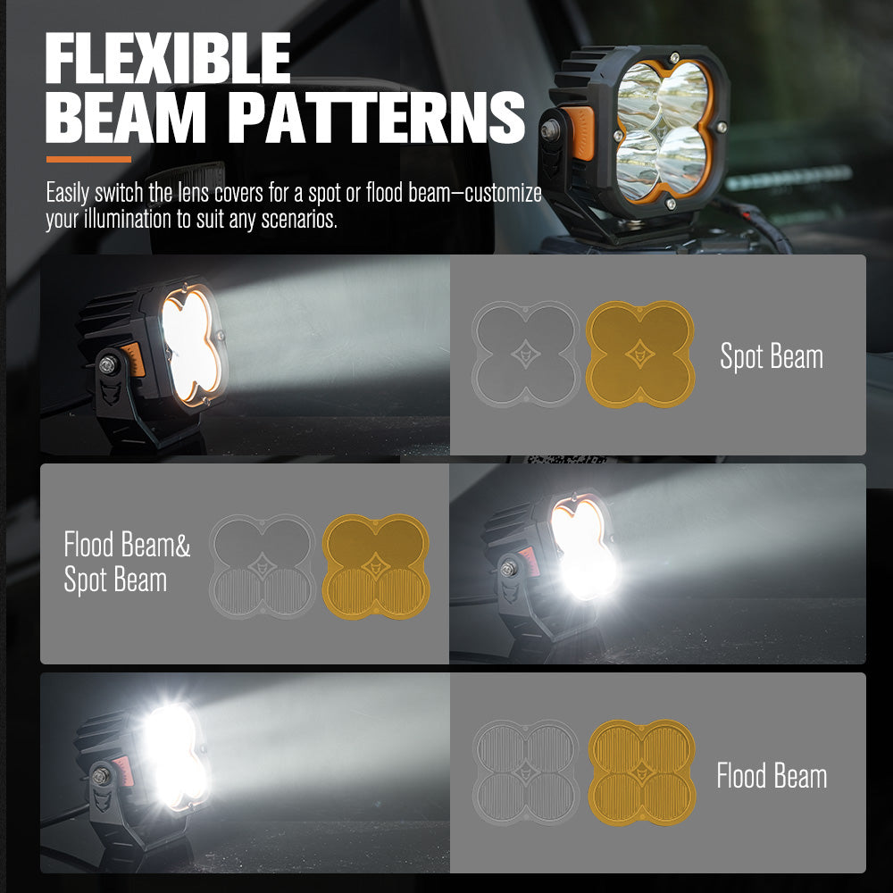 LIGHTFOX Cygnus Pair 5inch Osram LED Pod Lights 1Lux@396m 7,053Lumens