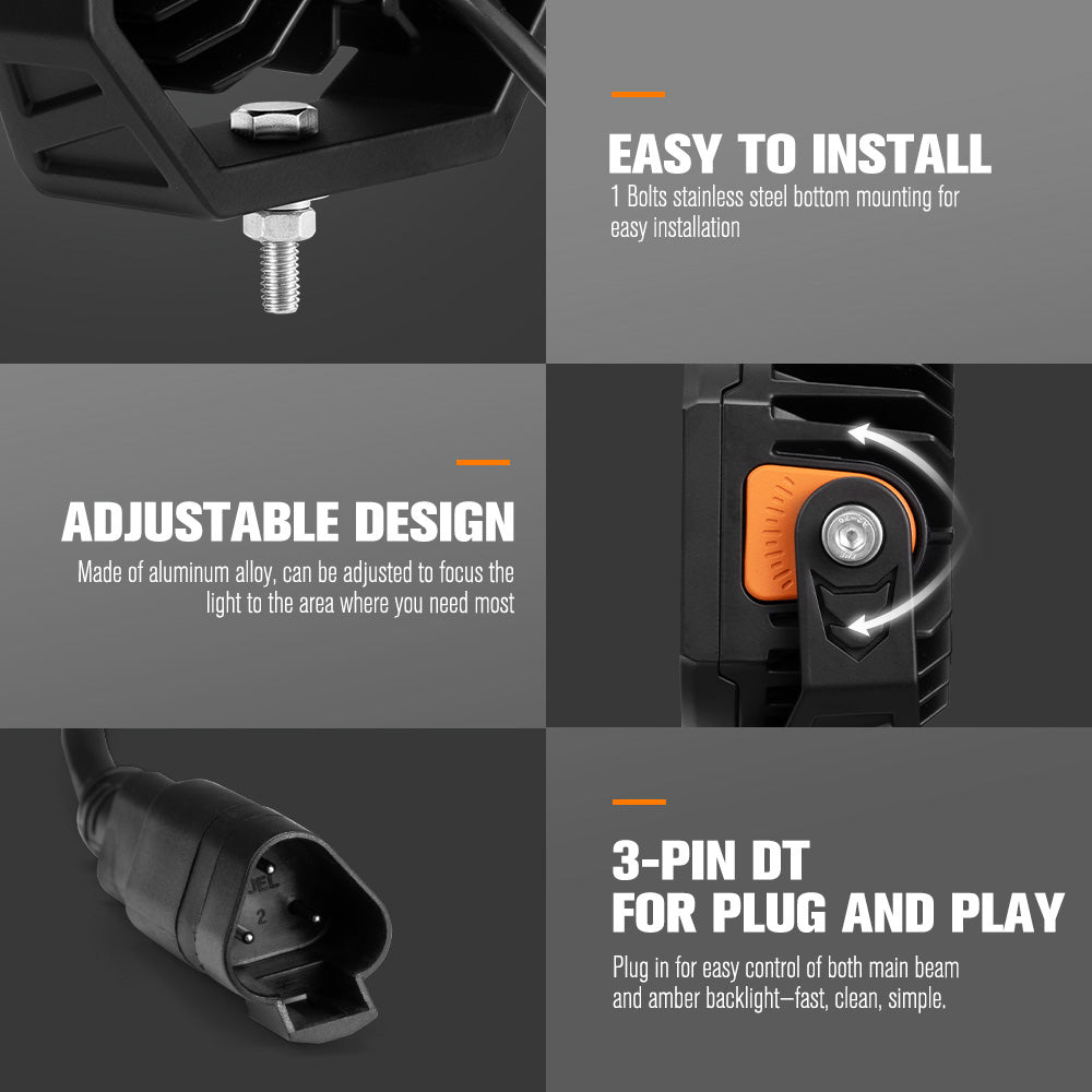 LIGHTFOX Cygnus Pair 5inch Osram LED Pod Lights 1Lux@651m IP68 14,106LM