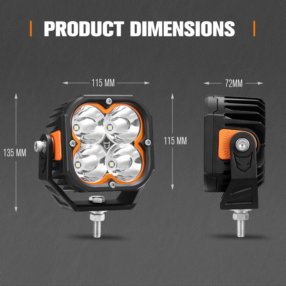 LIGHTFOX Cygnus Pair 5inch Osram LED Pod Lights 1Lux@396m 7,053Lumens