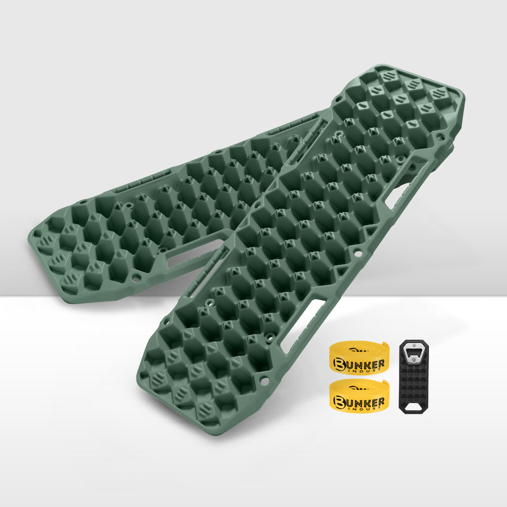 Bunker Indust 2PCS Recovery Tracks Board 10T Mud Sand Snow Traction Boards Green