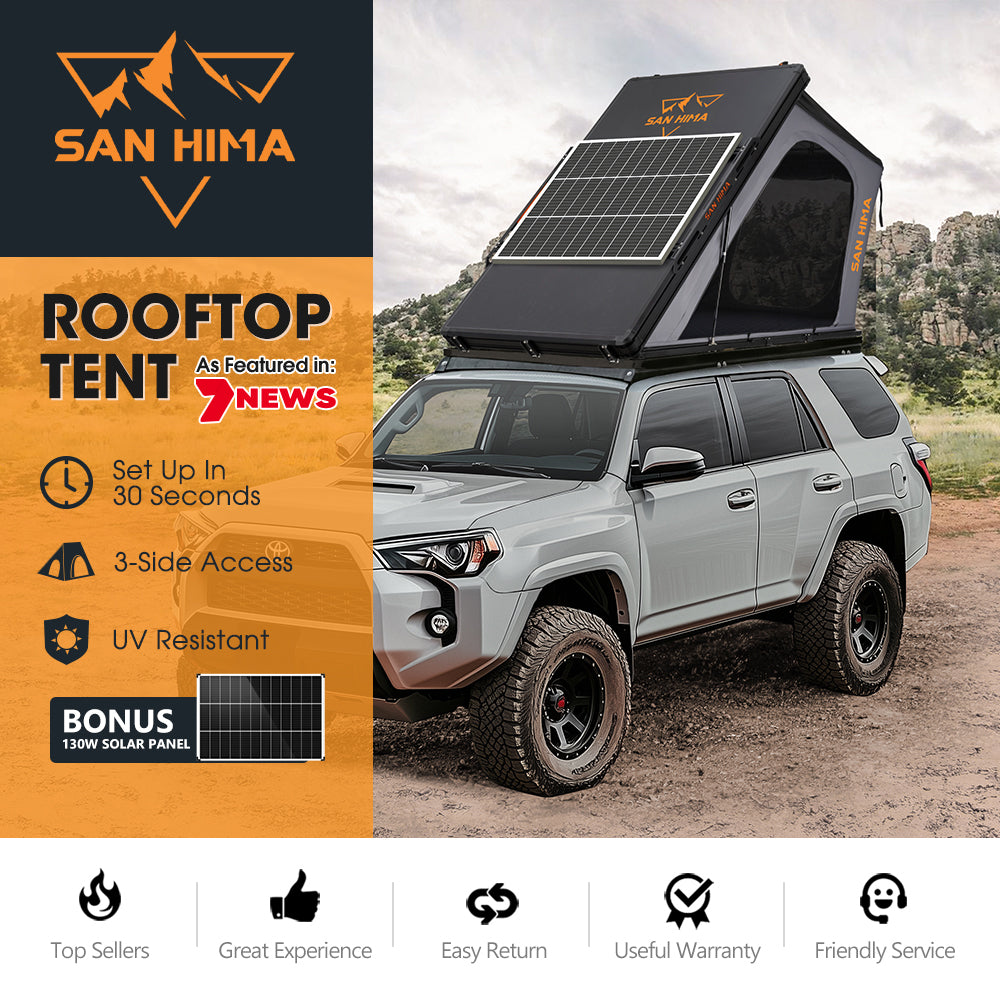 San Hima Kalbarri Gen 2 Roof Top Tent Hard Shell With Ladder + 130W Solar Panel